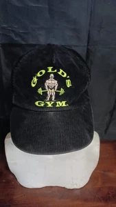 Vintage Gold's Gym Cord Snapback Cap Mütze Schwarz Unisex Bodybuilding 80er 90er - Bild 1 von 5