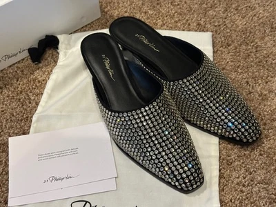 3.1 PHILIP LIM Agatha Kitten Heel Mule com lindo enfeite Wm. tamanho 39 - Imagem 1 de 4