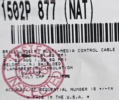 Belden 1502P Brilliance Touch Panel Multi-Media Control Cable Plenum White /25ft - Image 1 of 4