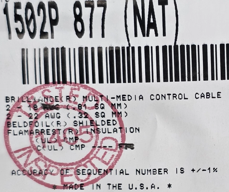 Belden 1502P 1 Pair 22 AWG TC Communication Cable - Black