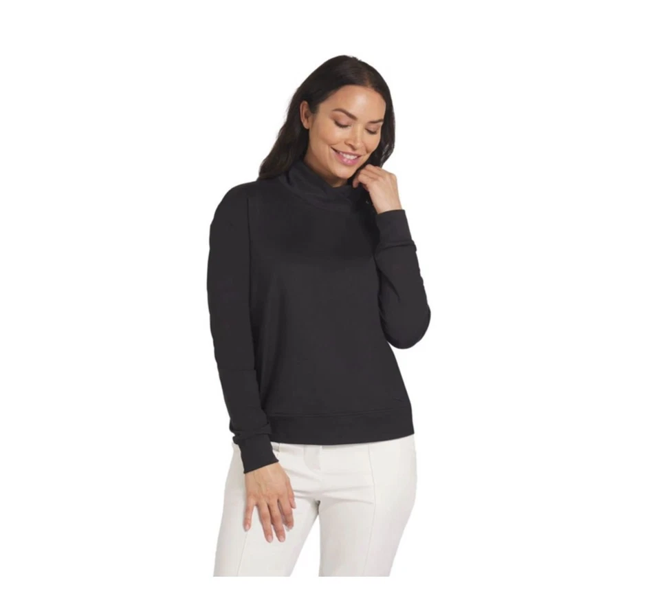 彪马女式 Cloudspun Harpe 高尔夫套衫黑色 XL 码全新带标签 — 第 1/4 张图片