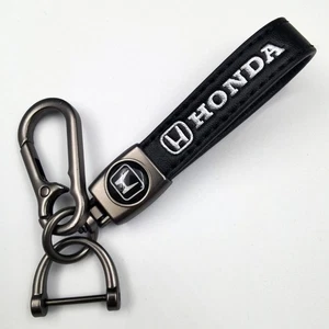 Anillo de cuero genuino Honda coche premium llavero de metal cordón negro NUEVO - Imagen 1 de 1
