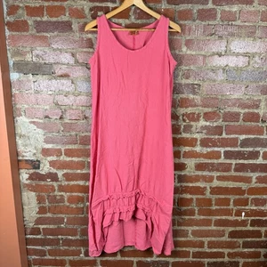 Oh My Gauze! Dress Womens 1 Pink Sleeveless Gauze Cotton Maxi Ruffle Hem Hi-Low - Picture 1 of 6
