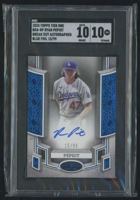 2024 Topps Tier One Ryan Pepiot Auto /99 SGC 10 Los Angeles Dodgers #BOA-RP Blue - Image 1 of 2
