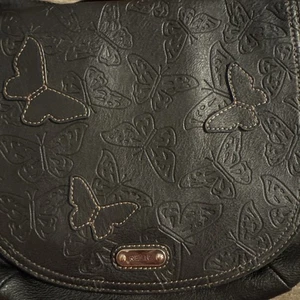 Relic Embossed Crossbody Bag Black Butterflies - Picture 1 of 3