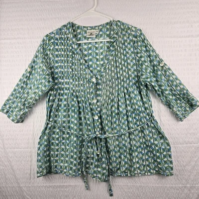 Top túnica plisada verde azul colorido Marketplace Handwork Of India S algodón Foto 1 de 4