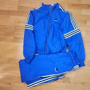 Set tuta a vento vintage anni 90 Y2K Adidas taglia media uomo giacca pantaloni 3 strisce - Foto 1 di 15