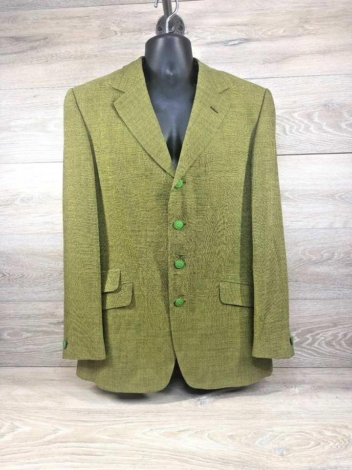 Versace Classic V2 Men's Vintage Lime Green Wool Blazer Made in Spain Size 40R - Image 1 of 4