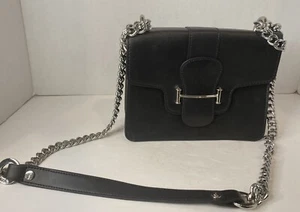 Sam Edelman Circus Umhängetasche Handtasche schwarz Kunstleder silber Kette - Bild 1 von 12