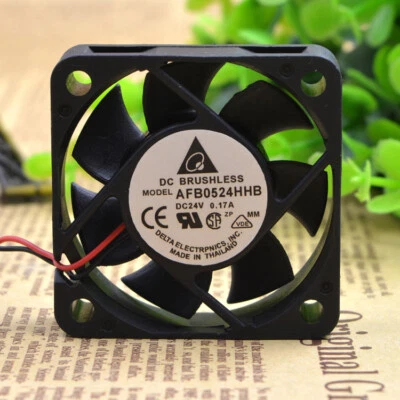 1PC New Delta AFB0524HHB 24V 0.17A 5015 5CM 2-wire Double Ball Inverter Fan - Image 1 of 4