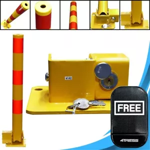Round Reflective Folding Reserved Parking Bollard Security Post Bar+Bolts AC2.M? - Picture 1 of 21