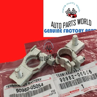 CONJUNTO DE TERMINAIS DE BATERIA ORIGINAL DO FABRICANTE TOYOTA 2004-2010 SIENNA POSITIVO E NEGATIVO - Imagem 1 de 4