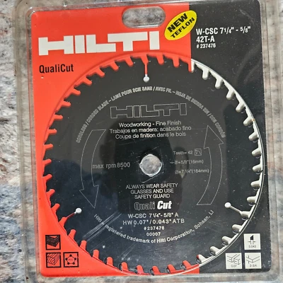Hoja de sierra Hilti W-CSC 7-1/4" diámetro 5/8" eje 42 dientes acabado fino Foto 1 de 2