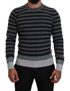 DOLCE & GABBANA Sweater Black Gray Wool Logo Pullover IT48 / US38 / M RRP $600 - Picture 1 of 10