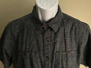 Patagonia Men's blue, green & gold Hemp Blend shirt sleeve shirt Medium M EUC - Picture 1 of 6