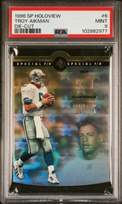 SET BREAK 1996 SP Holoview TROY AIKMAN Cowboys DIE-CUT Gold 6 PSA 9 Pop 5 No 10 - Image 1 of 2