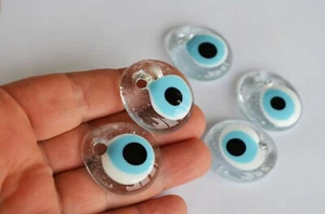 5 pcs Evil Eye Glass Beads Decoration Home , Clear Transparent Evil Eye Beads - Picture 1 of 7