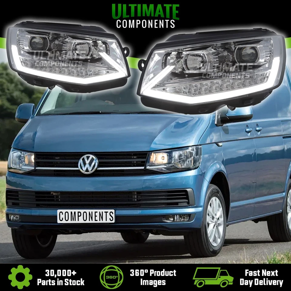 Headlights VW Transporter T6 Van Projector DRL 2015-2020 LED Flashers 1 Pair - Image 1 of 4