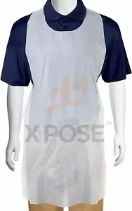 Disposable White Plastic Aprons Full Bib Embossed Poly 24" x 42" Single Use - Picture 1 of 8