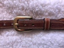 Women’s 1” brown leather Jordache belt for size 8 pants, solid brass buckle