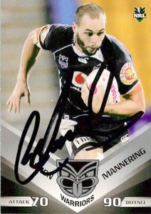 ✺Signed✺ 2010 NEW ZEALAND WARRIORS NRL Card SIMON MANNERING Daily Telegraph