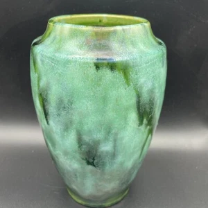 1930’s Brush McCoy Onyx Green Cobalt Vase 8 1/2" Art Deco - Picture 1 of 10