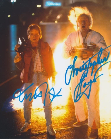 MICHAEL J FOX & CHRISTOPHER LLOYD Signed BACK TO THE FUTURE 8x10 BECKETT WJ96635 Cover