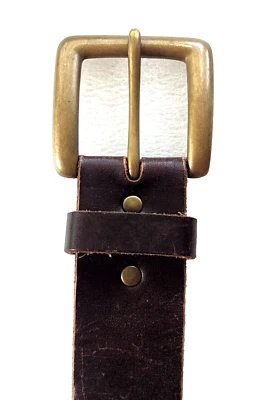 Cinturón de Cuero Latón Hebilla Tachonado Patrón Geométrico - Unisex Marrón Antiguo Azul Marino Foto 1 de 4