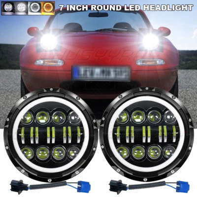 Novo farol de LED redondo 100W 7" polegadas alto/baixo para Mazda 90-97 NA Miata MX5 MX-5 - Imagem 1 de 4
