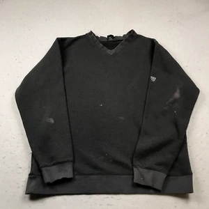 VINTAGE Nike Golf Sweatshirt Mens Large Black Solid V Neck Pullover Tiger 90s - Picture 1 of 11