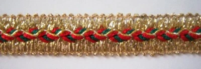 5 yardas. Borde trenzado brillante Novtex dorado metálico 5/8" Foto 1 de 2