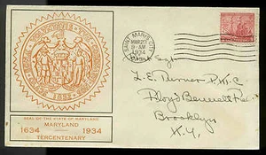 736 MARYLAND FDC SAINT MARYS, MD PLANTY P#12 CACHET - Picture 1 of 1