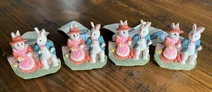 New Set of 4 Bunny Rabbit Napkin Ring Holders Cute Ceramic Easter Decor napkin - Picture 1 of 6