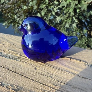 Vintage TYKO GLASS BIRD FIGURINE Cobalt Blue, Sweden, 1960s, Reijmyre - Picture 1 of 7