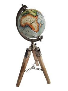 17" Big Modern Map Atlas World Globe With Wooden Tripod Stand Globe Floor Decor
