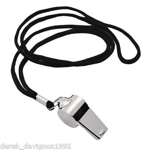 1 Metal Whistle & Lanyard Emergency Survival, Party's Black Lanyard - Picture 1 of 1
