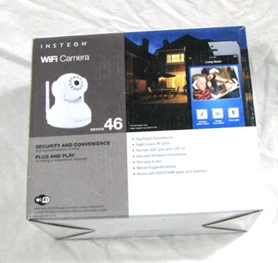 Cámara WiFi Insteon 46 con inclinación panorámica y visión nocturna 46 75790WH Foto 1 de 4