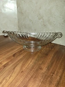 Vintage Antique Ribbed Glass Long Large Footed Dish Bowl - Picture 1 of 8