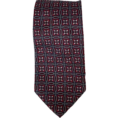 J.Z. Richards Gallery Collection Tie Burgundy Blue Silk Mens Necktie 62L X 3.75W - Image 1 of 4