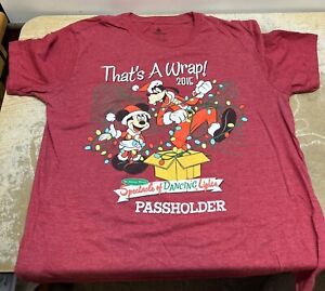 2015 Disney That's A Wrap, Spectacle of Dancing Lights Passholder T-shirt, L Nwt