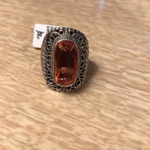 Artisan Gem Collection Of Bali Melon Quartz Triplet Sterling Silver Ring Sz 9 - Picture 1 of 6