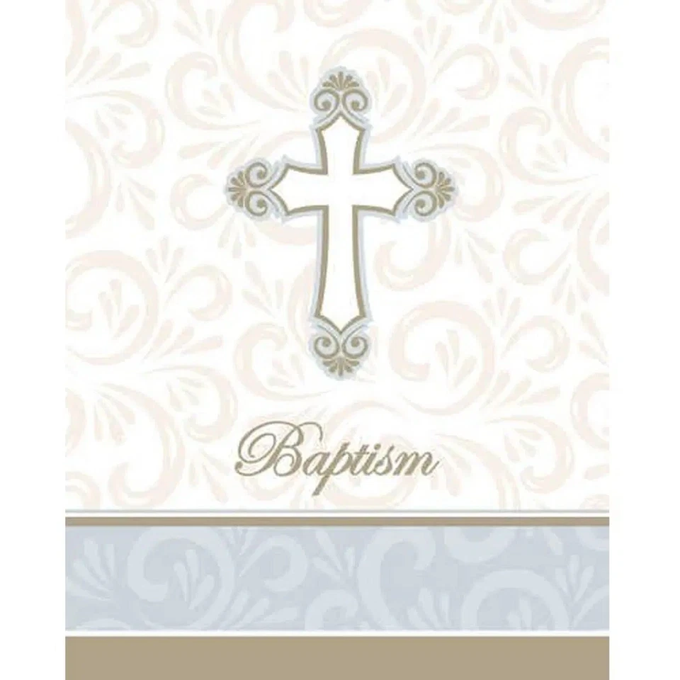 Divinity Cross Silver Gold Religious Christian Party Invitations - Baptism - Image 1 of 1