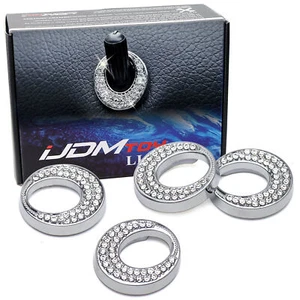 4x Oval Crystal Bling Alloy Door Lock Pin Decorative Rings For Mercedes CLA GLA - Picture 1 of 9