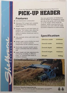 Shelbourne Reynolds Pick Up Header Single Sheet Brochure, c 1990's - Picture 1 of 3