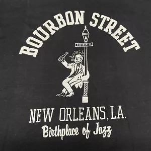 Camiseta Negra De Colección Bourbon Street New Orleans XL Delgada Suave Jazz Bar Clubes - Imagen 1 de 6
