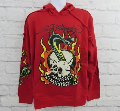 Sudadera con Capucha ED HARDY Flame Cobra Roja - Para Hombre Talla Mediana Nueva con Etiquetas Foto 1 de 4