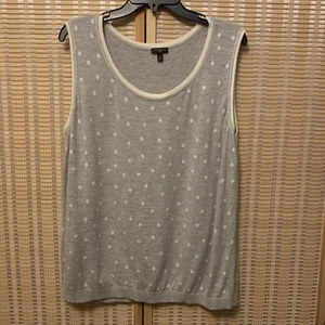 Talbots 2X Sweater Tank Top Gray/White Dots Cashmere Blend Office - Picture 1 of 3