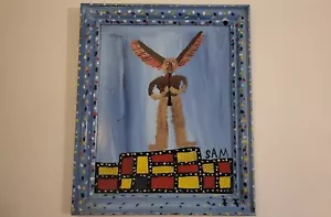 Sam 'The Dot Man' McMillan Folk Art 'Flute Man' Original Painting - Picture 1 of 7