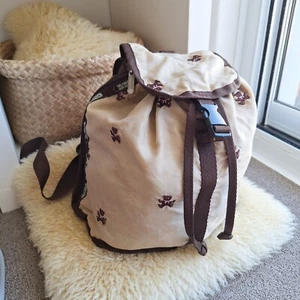 LeSportsac Teddy Bear Backpack Mini Small Beige Vintage Y2K Embroidered *flaws* - Picture 1 of 17