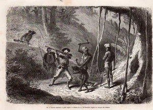 NOUVELLE-CALÉDONIE / J. GARNIER SAUVANT UN PETIT CAPTIF / GRAVURE ENGRAVING 1868 - Foto 1 di 1